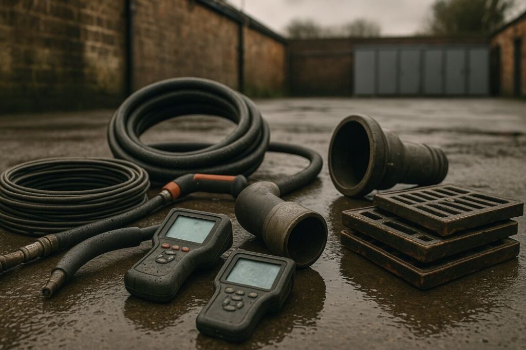 an ai image of professional drainage engineer tools