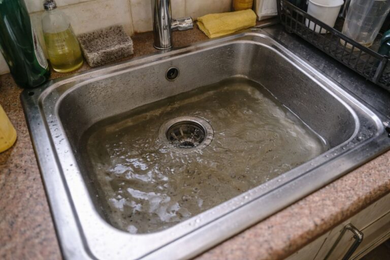 an illustrative of a sink backing up