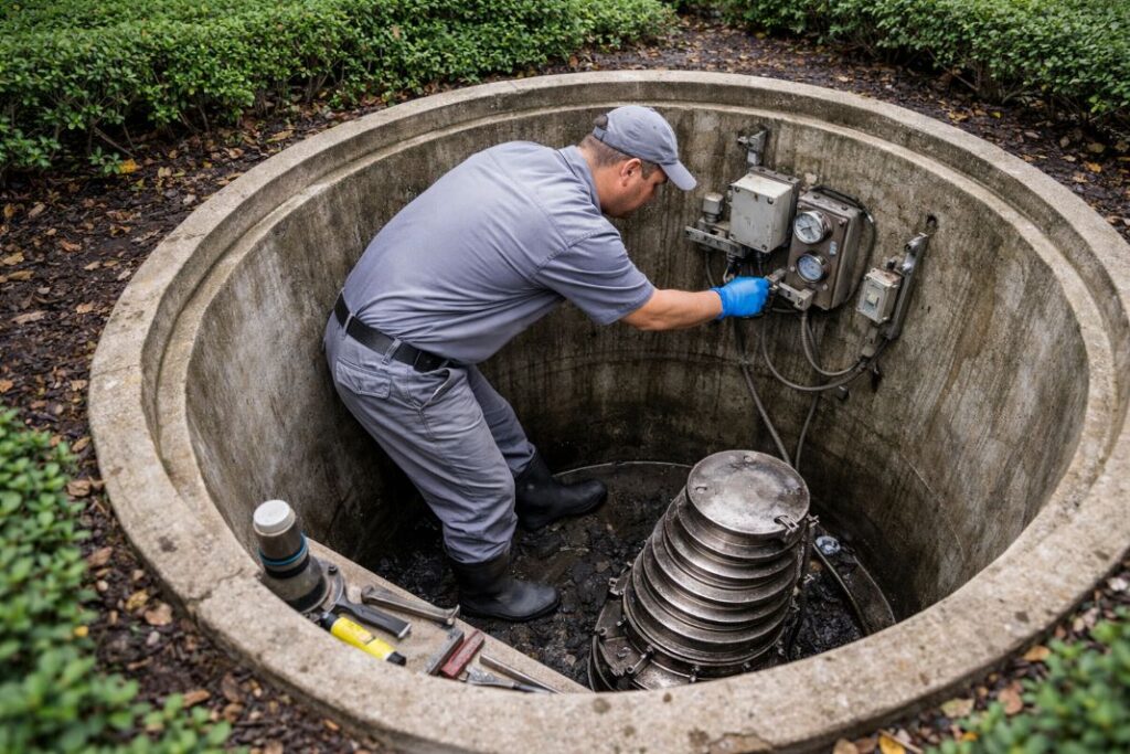AI image of underground maintenance inspection in progress