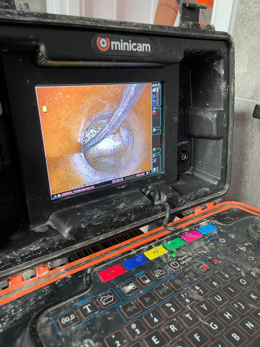 Close Up CCTV Drain Surveys Pipe Inspection Screen