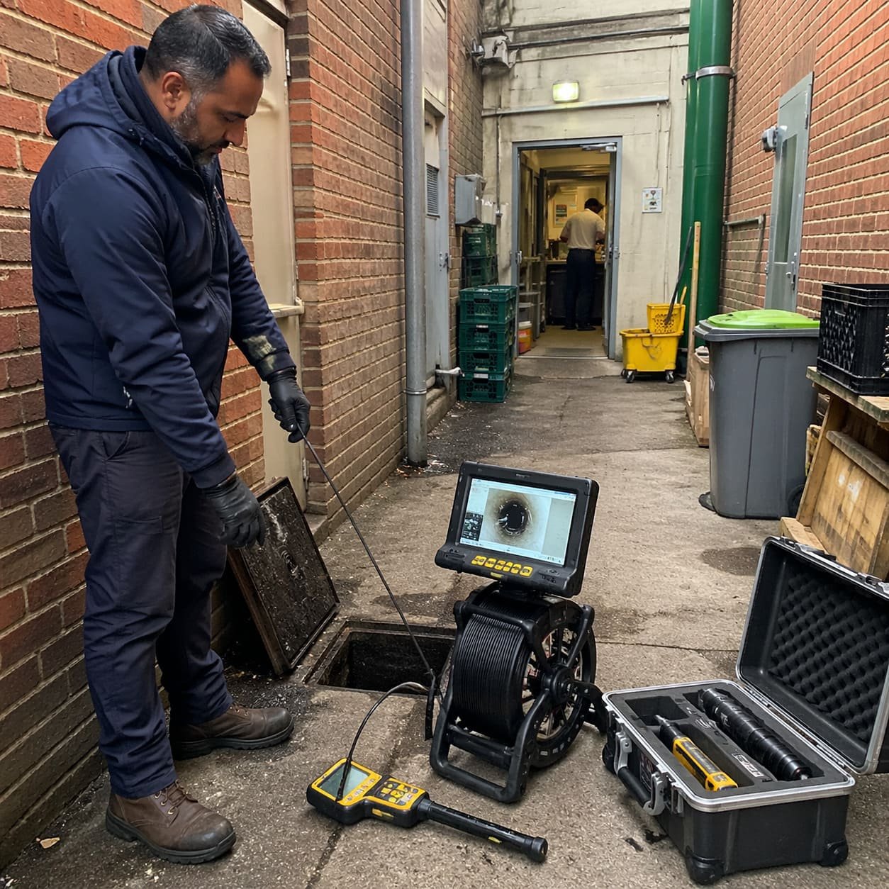 Commercial Drain Camera Survey in Twyford Service Alley – Illustrative Image