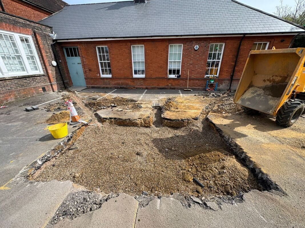Concrete Ground Filling after Commercial Drain Installation
