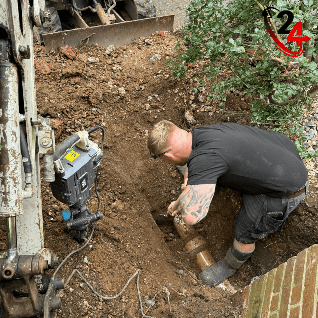 Digging Drain Installation
