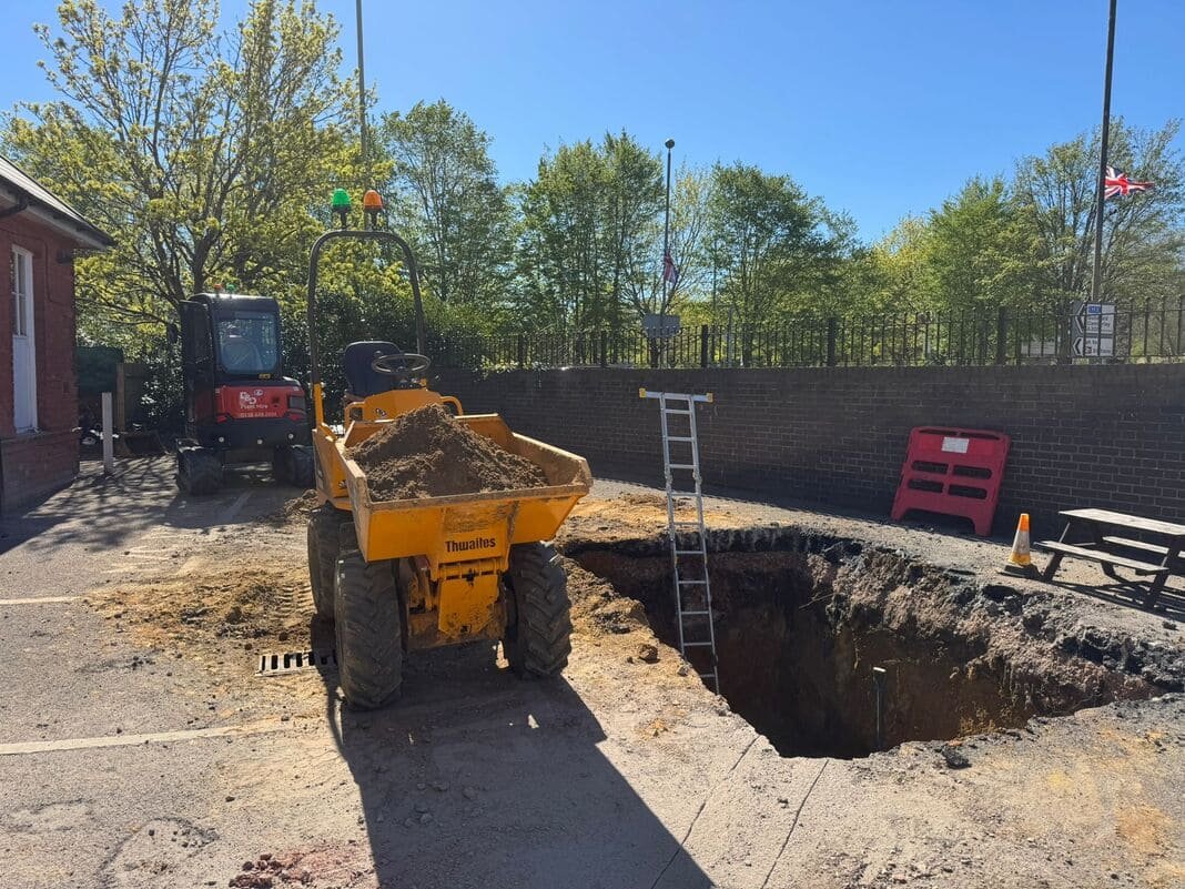 Digging Up Ground For Septic Tank Installation