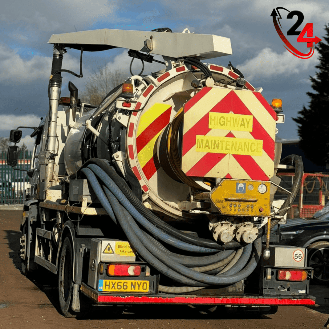 Industrial jet-vac tanker used for drainage waste removal
