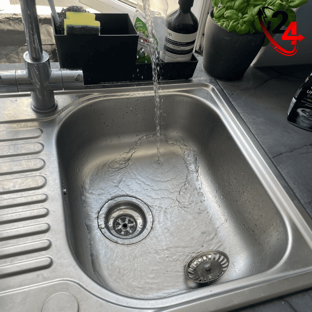 Kitchen Sink Blocked Drains Running Water Test