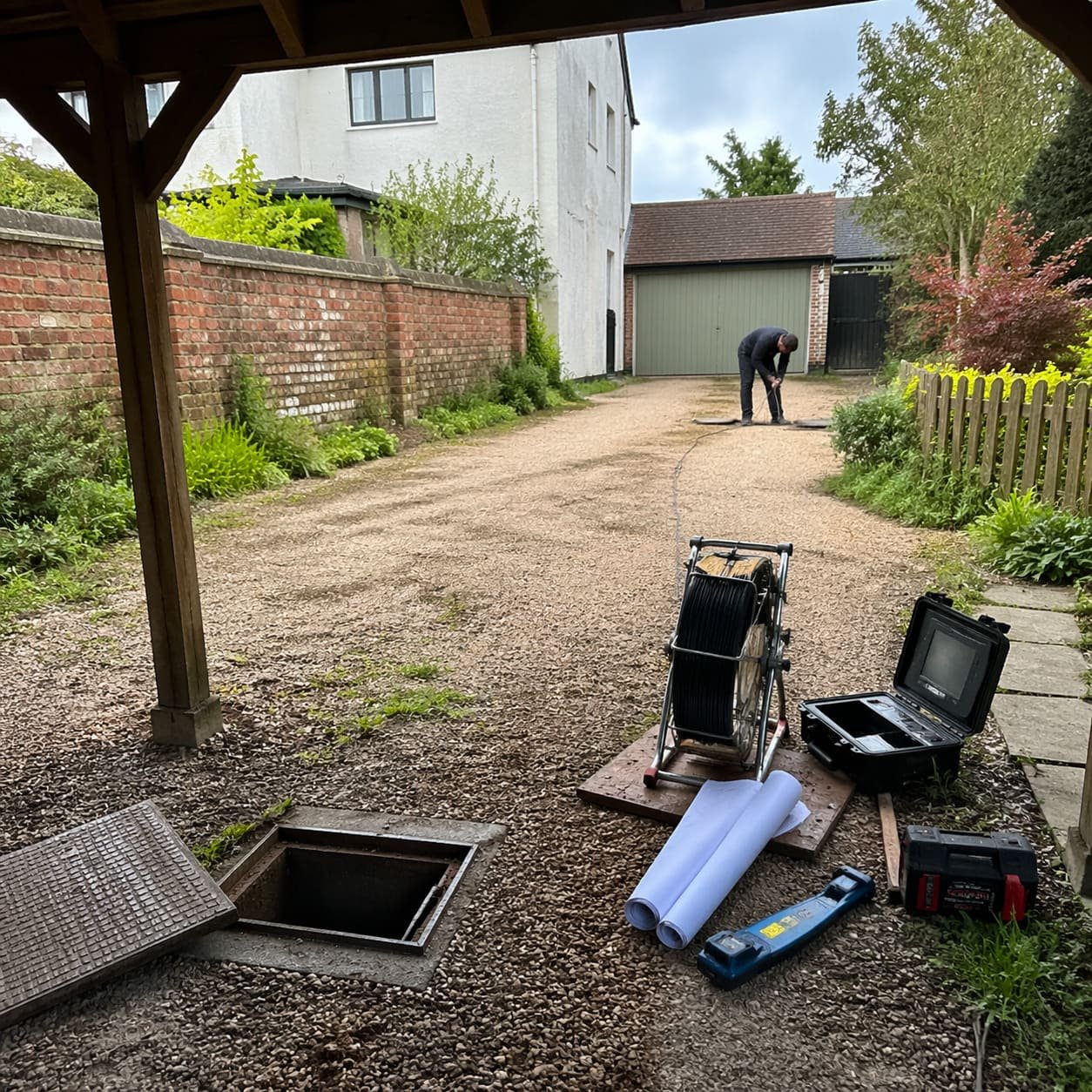Shared Courtyard Home Buyer Drain Survey in Pangbourne – Illustrative Image