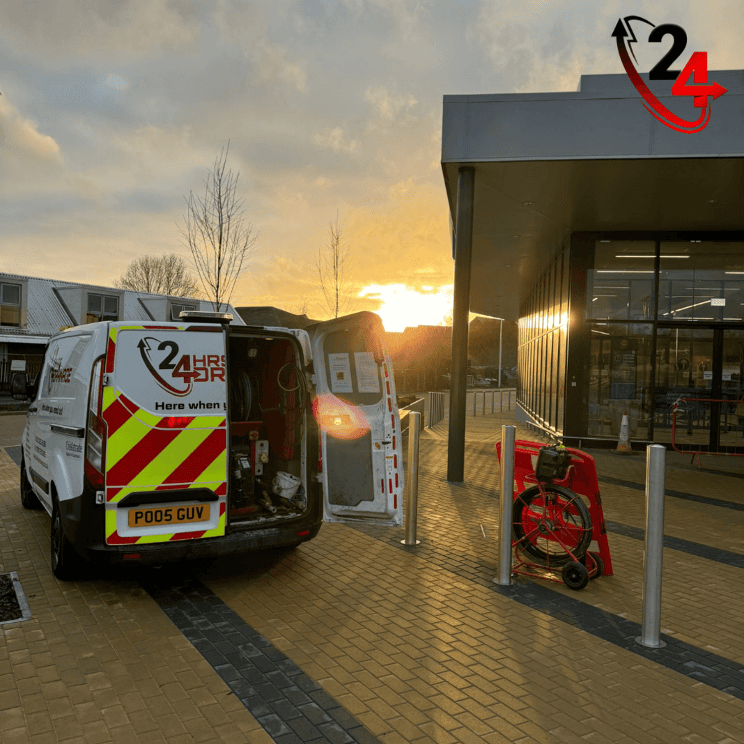 CCTV drainage survey being carried out at a commercial supermarket site
