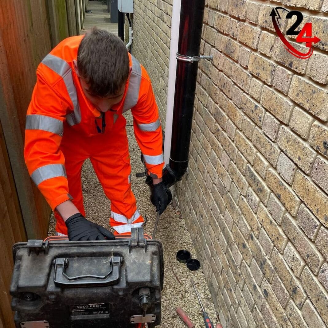 Technician Preparing CCTV Drain Survey
