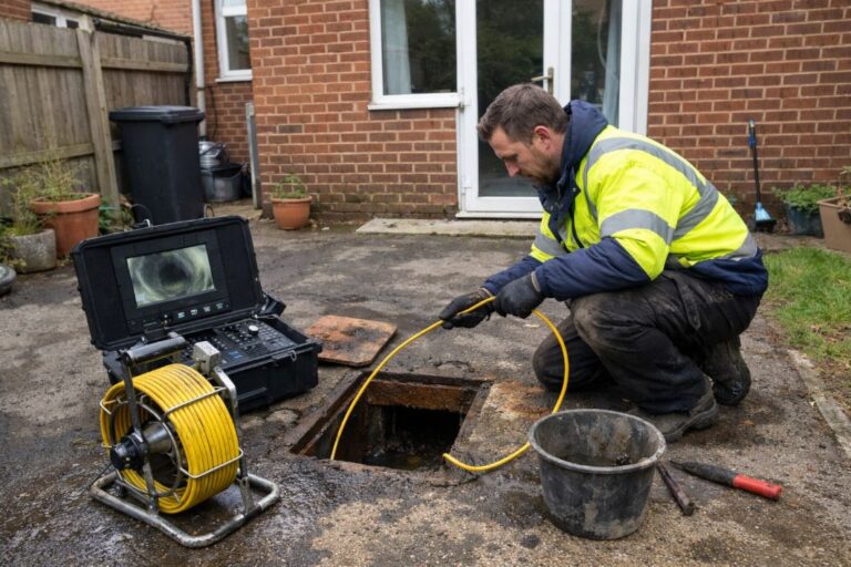an illustrative image of drainage engineer carrying out a cctv survey
