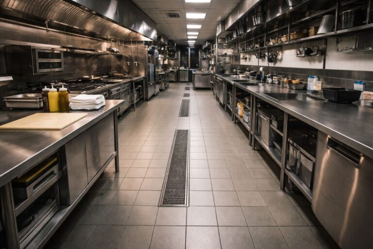 an illustrative image of empty commercial kitchen